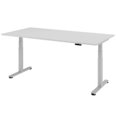 Sitz-Steh-Schreibtisch VXDSM, elektrisch h&ouml;henverstellbar, 63,5-128,5cm (H), 200x100cm (BxT), rechteckig, lichtgrau / silber