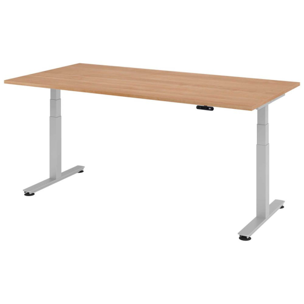 4032062165782 - Sitz-Steh-Schreibtisch VXDSM elektrisch höhenverstellbar 635-1285cm (H) 200x100cm (BxT) rechteckig nussbaum   silber 4032