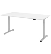 Sitz-Steh-Schreibtisch VXDSM, elektrisch h&ouml;henverstellbar, 63,5-128,5cm (H), 200x100cm (BxT), rechteckig, wei&szlig; / silber