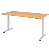 Sitz-Steh-Schreibtisch XMST, elektrisch h&ouml;henverstellbar, 72-119cm (H), 200x100cm (BxT), rechteckig, buche / silber