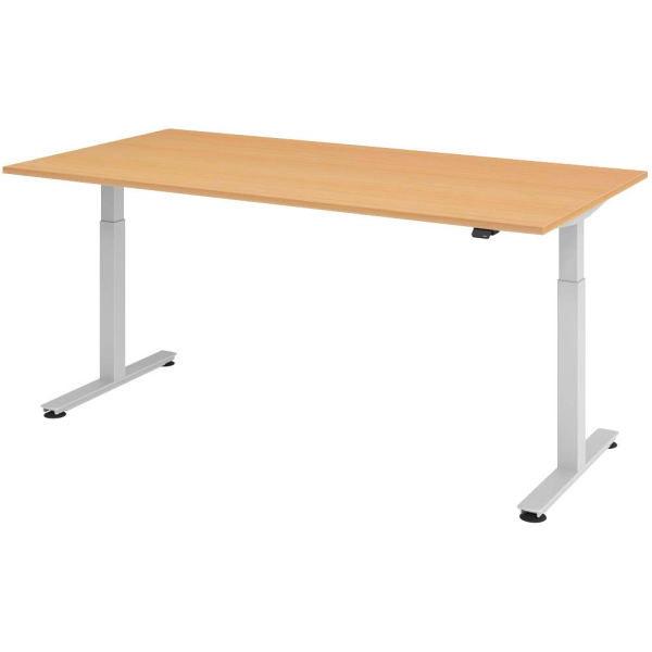 4032062176399 - Sitz-Steh-Schreibtisch XMST elektrisch höhenverstellbar 72-119cm (H) 200x100cm (BxT) rechteckig buche   silber 403206217639