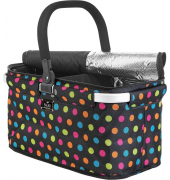 Einkaufskorb Falko Duo, schwarz mit bunten Punkten 06942 Reißverschluss, außen 48x24x28cm, Aluminium; Polyester schwarz/bunt bed