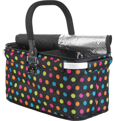 Einkaufskorb Falko Duo, schwarz mit bunten Punkten 06942 Reißverschluss, außen 48x24x28cm, Aluminium; Polyester schwarz/bunt bed