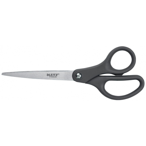 4002432138227 - LEITZ® Schere Titanium 5421 ergonomischer Griff für Links Rechtshänder geeignet L 180 mm titanbeschichteter Stahl Kunststoff dunkelgrau
