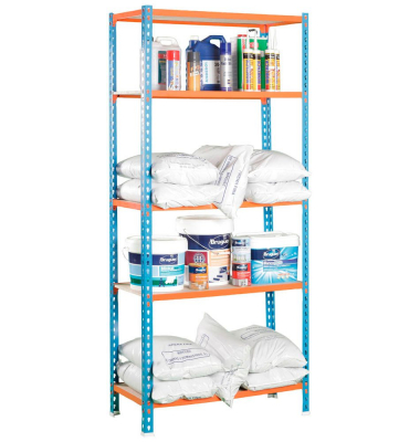 Schwerlastregal MADERCLICK PLUS 8435104912799 blau, orange 100,0 x 30,0 x 200,0 cm