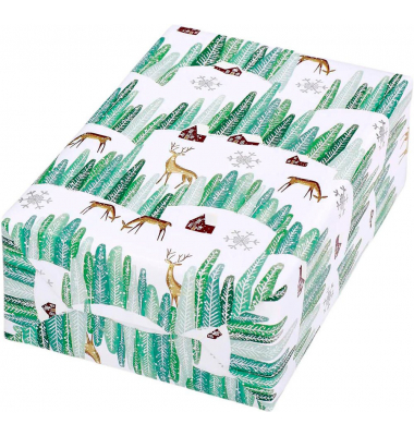 Geschenkpapier Hygge 517490, Winterlandschaft, 50cm x 20m, weiß/grün/braun