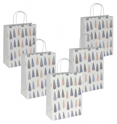 Geschenktasche GT123 Pine trees, Weihnachten, Papierkordel, Bäume, 26cm x 33cm