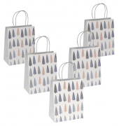 Geschenktasche GT122 Pine trees, Weihnachten, Papierkordel,  Bäume, 18cm x 23cm