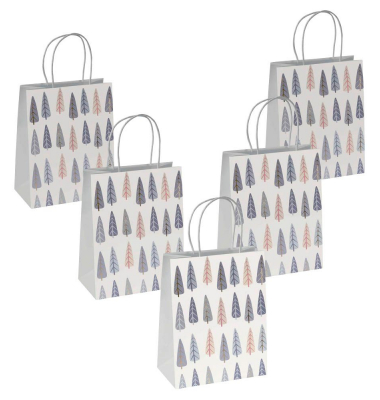 Geschenktasche GT122 Pine trees, Weihnachten, Papierkordel,  Bäume, 18cm x 23cm