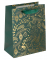 Geschenktasche GT119 Golden ornaments on green, Weihnachten, mit Schleifenband, Goldene Ornamente, 18cm x 23cm