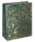 Geschenktasche GT118 Golden ornaments on green, Weihnachten, mit Schleifenband, Goldene Ornamente, 26cm x 32cm