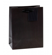 Geschenktasche 86010-SG Nadelstreifen, allgemein, Kunststoffkordel mit Karte, Nadelstreifen, 18cm x 23cm