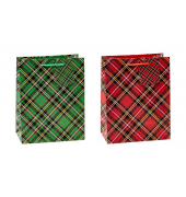 Geschenktasche 87012-SG Tartan, allgemein, Kunststoffkordel mit Karte, kariert, 18cm x 23cm