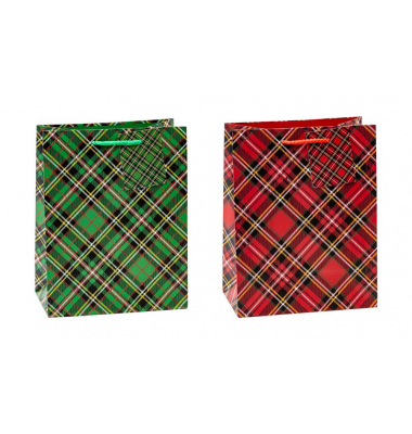 Geschenktasche 87012-SG Tartan, allgemein, Kunststoffkordel mit Karte, kariert, 18cm x 23cm