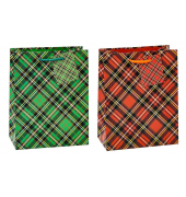 Geschenktasche 87312-SG Tartan, allgemein, Kunststoffkordel mit Karte, kariert, 26cm x 32cm