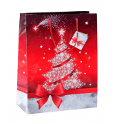 Geschenktasche GT022 Sparkling Tree, Weihnachten, Sparkling Tree, mit Glanzlackierung und Geschenkanhänger, Sparkling Tree, 26cm