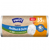 Müllbeutel 219060 Reißfest & Dicht, weiß, 35 Liter, mit Zugband, reißfest