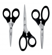 B&uuml;roschere, Edelstahl, rostfrei, 16,5/18,5/20cm, schwarz