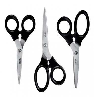 B&uuml;roschere, Edelstahl, rostfrei, 16,5/18,5/20cm, schwarz