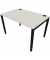 Schreibtisch, Rohr in Rohr-System, 64-86cm (H), 140x80cm (BxT), rechteckig, weiß / schwarz