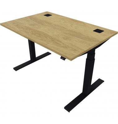 Schreibtisch eModel 2.0, elektrisch höhenverstellbar, 65-130cm (H), 120x80cm (BxT), rechteckig, hickory / jet schwarz