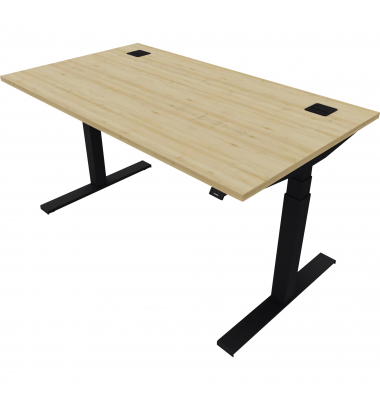 Schreibtisch eModel 2.0, elektrisch höhenverstellbar, 65-130cm (H), 140x80cm (BxT), rechteckig, buche / jet schwarz