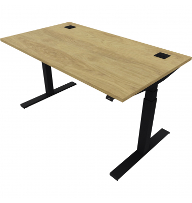 Schreibtisch eModel 2.0, elektrisch höhenverstellbar, 65-130cm (H), 140x80cm (BxT), rechteckig, hickory / jet schwarz