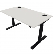 Schreibtisch eModel 2.0, elektrisch höhenverstellbar, 65-130cm (H), 140x80cm (BxT), rechteckig, weiß / jet schwarz