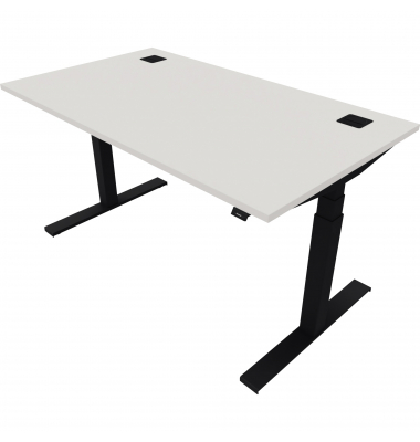Schreibtisch eModel 2.0, elektrisch höhenverstellbar, 65-130cm (H), 140x80cm (BxT), rechteckig, weiß / jet schwarz