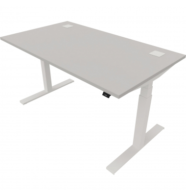 Schreibtisch eModel 2.0, elektrisch höhenverstellbar, 65-130cm (H), 140x80cm (BxT), rechteckig, platinum / weiß