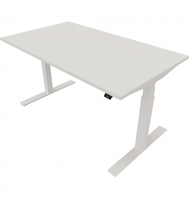 Schreibtisch eModel 2.0, elektrisch höhenverstellbar, 65-130cm (H), 140x80cm (BxT), rechteckig, weiß / weiß