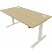 Schreibtisch eModel 2.0, elektrisch höhenverstellbar, 65-130cm (H), 160x80cm (BxT), rechteckig, buche / weiß