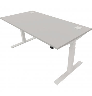 Schreibtisch eModel 2.0, elektrisch höhenverstellbar, 65-130cm (H), 160x80cm (BxT), rechteckig, platinum / weiß