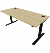 Schreibtisch eModel 2.0, elektrisch höhenverstellbar, 65-130cm (H), 180x80cm (BxT), rechteckig, buche / jet schwarz