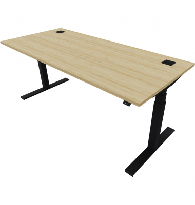 Schreibtisch eModel 2.0, elektrisch höhenverstellbar, 65-130cm (H), 180x80cm (BxT), rechteckig, buche / jet schwarz
