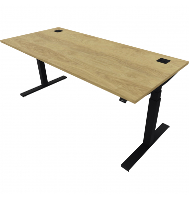 Schreibtisch eModel 2.0, elektrisch höhenverstellbar, 65-130cm (H), 180x80cm (BxT), rechteckig, hickory / jet schwarz