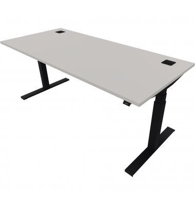 Schreibtisch eModel 2.0, elektrisch höhenverstellbar, 65-130cm (H), 180x80cm (BxT), rechteckig, platinum / jet schwarz