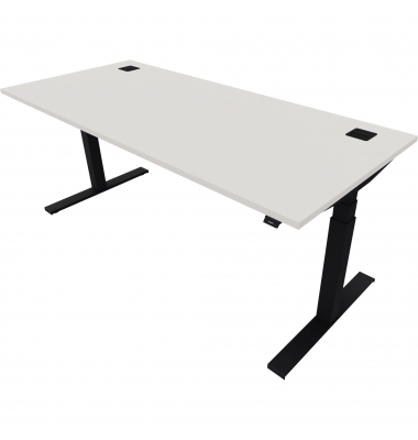 Schreibtisch eModel 2.0, elektrisch höhenverstellbar, 65-130cm (H), 180x80cm (BxT), rechteckig, weiß / jet schwarz