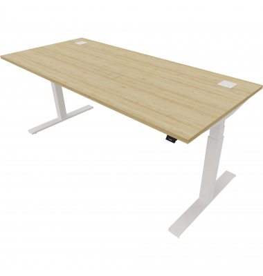 Schreibtisch eModel 2.0, elektrisch höhenverstellbar, 65-130cm (H), 180x80cm (BxT), rechteckig, buche / weiß