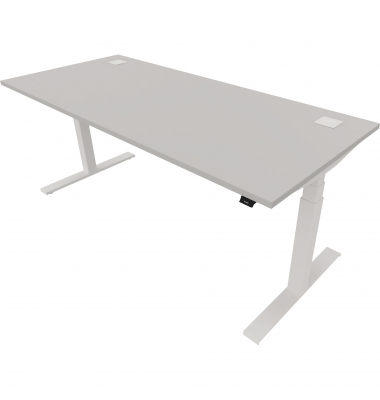 Schreibtisch eModel 2.0, elektrisch höhenverstellbar, 65-130cm (H), 180x80cm (BxT), rechteckig, platinum / weiß