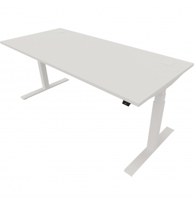 Schreibtisch eModel 2.0, elektrisch höhenverstellbar, 65-130cm (H), 180x80cm (BxT), rechteckig, weiß / weiß