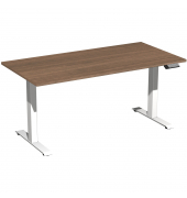Schreibtisch Elevate Basic, elektrisch höhenverstellbar, 73-123cm (H), 160x80cm (BxT), rechteckig, nussbaum / weiß