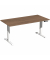 Schreibtisch Elevate Basic, elektrisch höhenverstellbar, 73-123cm (H), 160x80cm (BxT), rechteckig, nussbaum / weiß