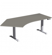 Schreibtisch Elevate Basic, elektrisch höhenverstellbar, 73-123cm (H), 216,6x113cm (BxT), Freiform, onyx / silber