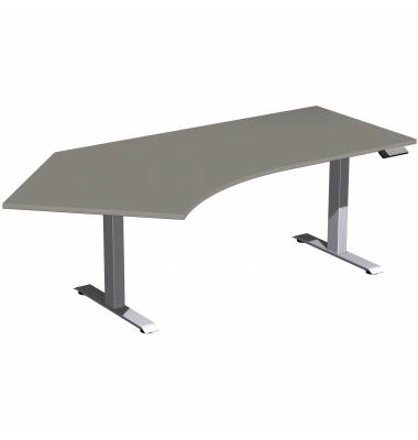 Schreibtisch Elevate Basic, elektrisch h&ouml;henverstellbar, 73-123cm (H), 216,6x113cm (BxT), Freiform, onyx / silber