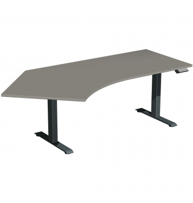 Schreibtisch Elevate Basic, elektrisch h&ouml;henverstellbar, 73-123cm (H), 216,6x113cm (BxT), Freiform, onyx / anthrazit