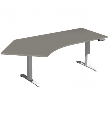 Schreibtisch Elevate Basic, elektrisch höhenverstellbar, 73-123cm (H), 216,6x113cm (BxT), Freiform, onyx / weiß