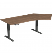 Schreibtisch Elevate Basic, elektrisch höhenverstellbar, 73-123cm (H), 216,6x113cm (BxT), Freiform, nussbaum / anthrazit