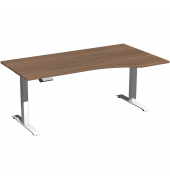 Schreibtisch Elevate Basic, elektrisch höhenverstellbar, 73-123cm (H), 180x100cm (BxT), Freiform, nussbaum / weiß