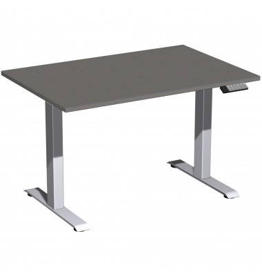 Schreibtisch Elevate Plus, elektrisch h&ouml;henverstellbar, 63-128cm (H), 120x80cm (BxT), rechteckig, onyx / silber